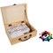 WE Games Mexican Train Dominoes with Wooden Treasure Box - White Tiles with Colored Pips - Thick Size